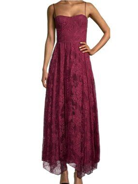 Donna Karan $525 Bustier Lace Scarlet Maxi Dress Formal Gown Sz 8 NWT